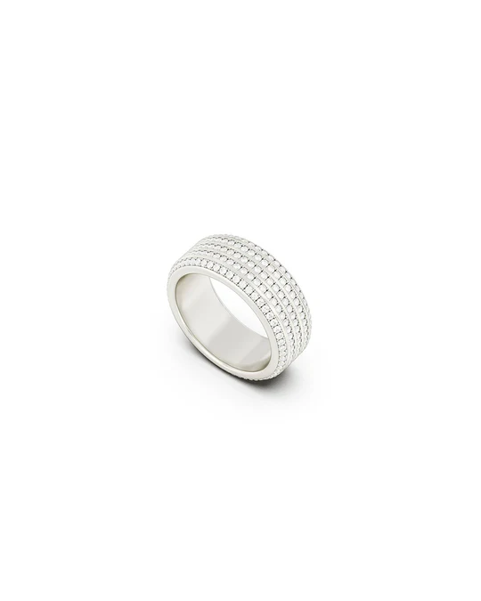 Anello Donna Amabile Stripe a Fascia con Strisce Brillanti 