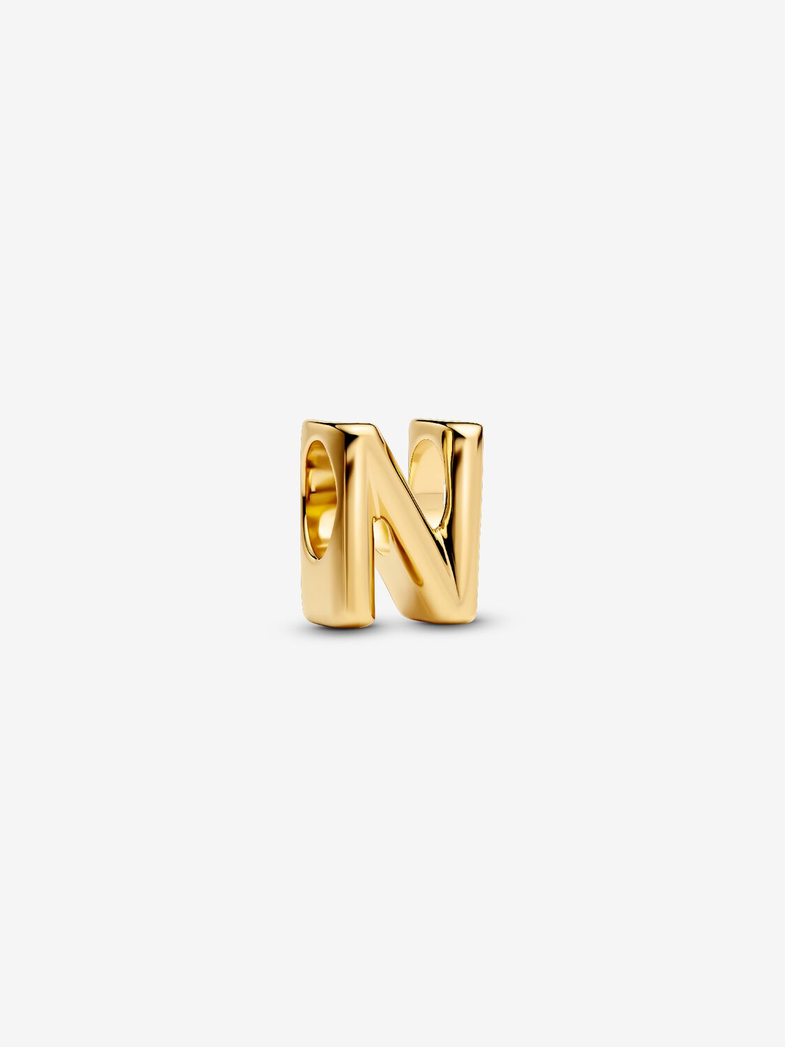 Charm Pandora Mini Lettera N Placcatura in Oro 14k