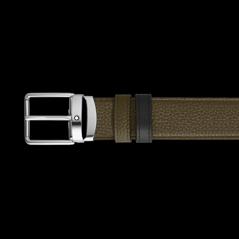 Cintura Reversibile Montblanc 35 mm in Pelle Kaki/Nera con Fibbia Everyday 