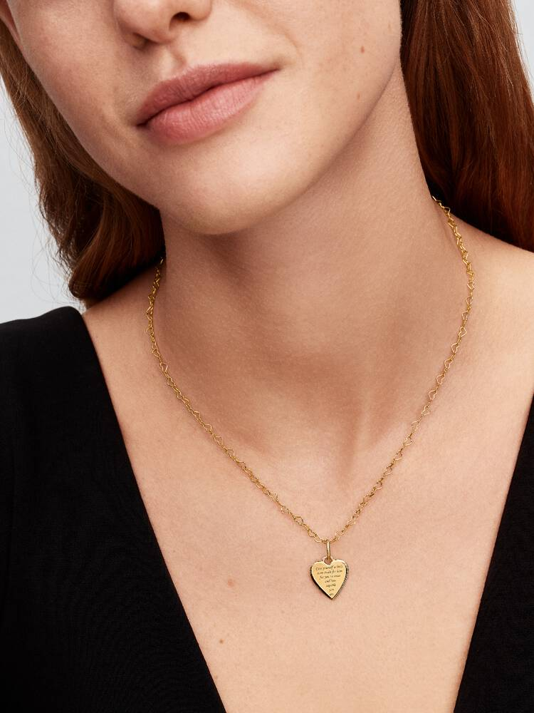 Charm Pandora Pendente Cuore da incidere in Argento 925 Rifinito in Oro