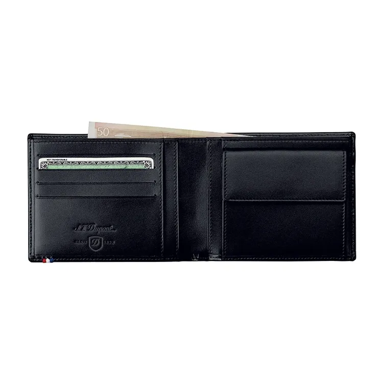 Portafoglio Dupont Line D in Pelle Nero 4 Carte di Credito