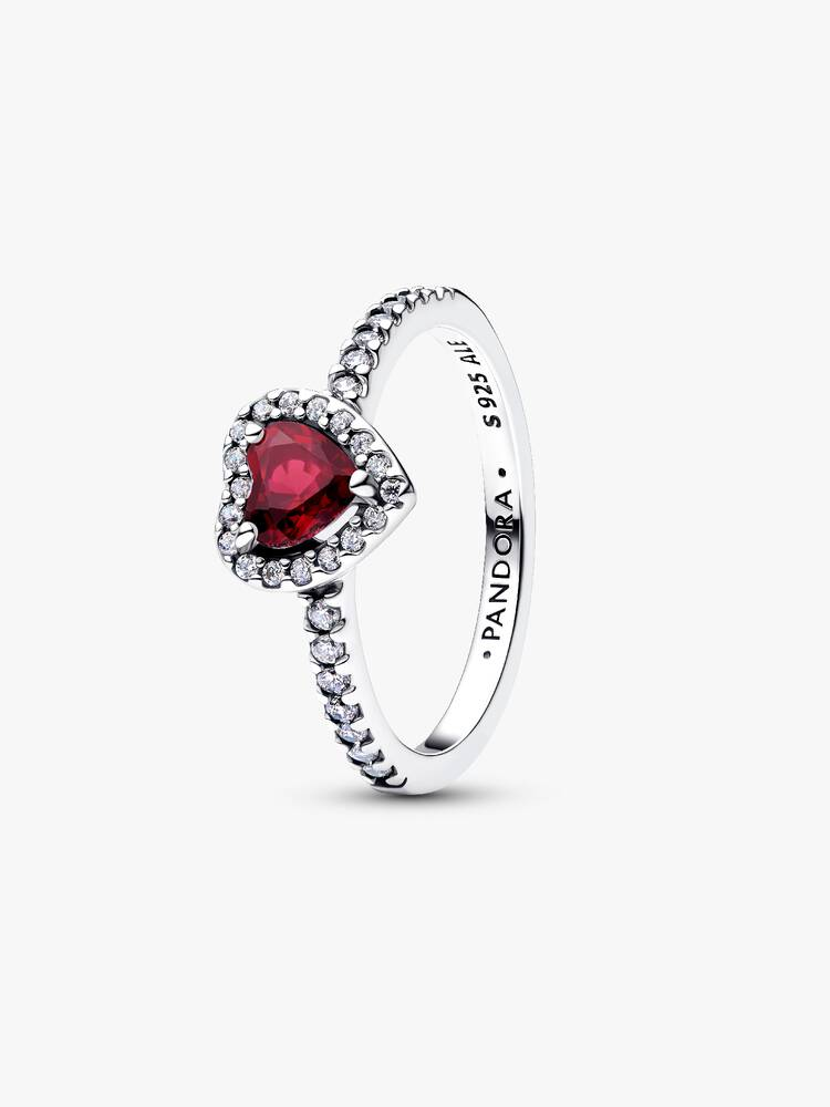 Anello Pandora Cuore in Rilievo Rosso Intenso