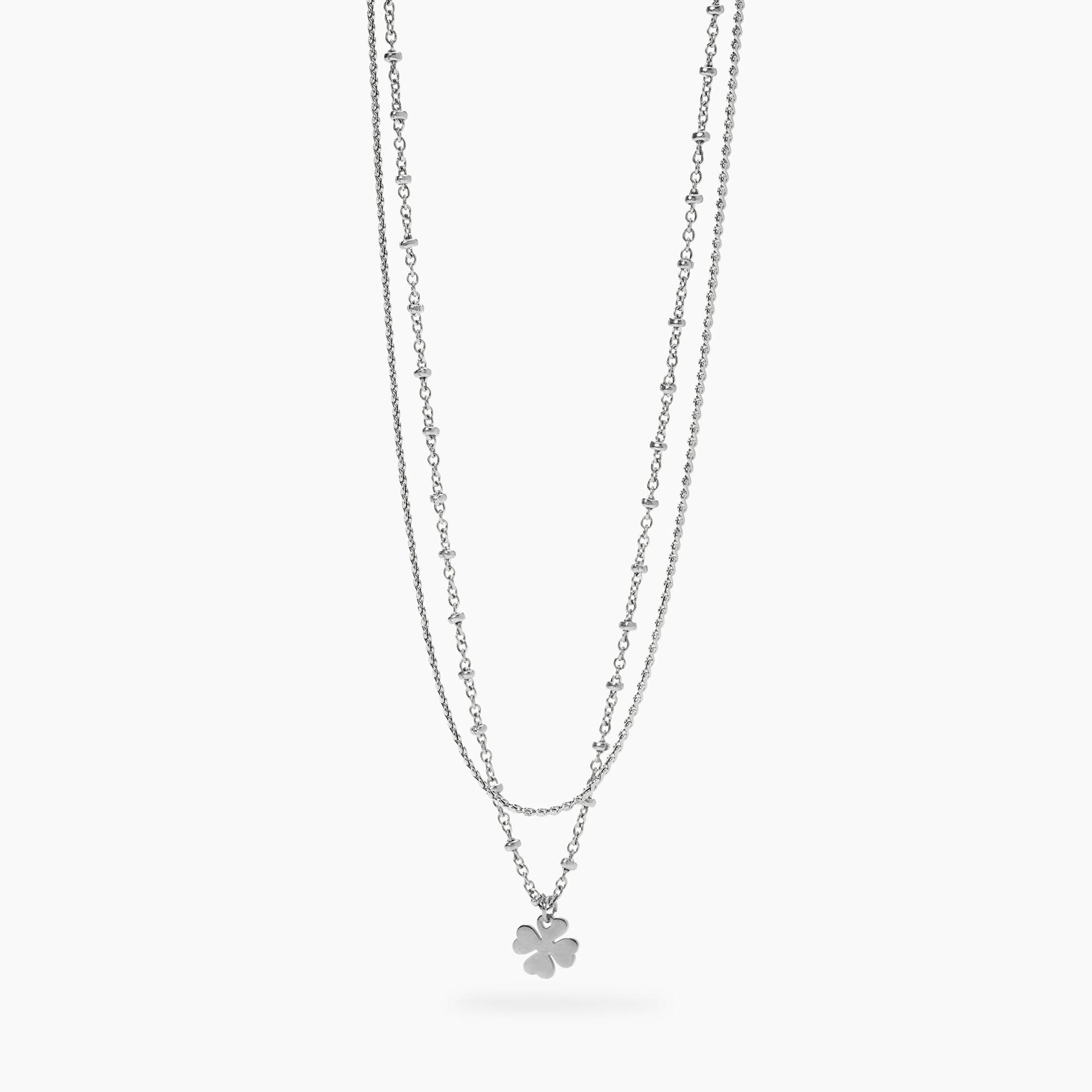 Collana Donna Kidult con Catene e Quadrifoglio 