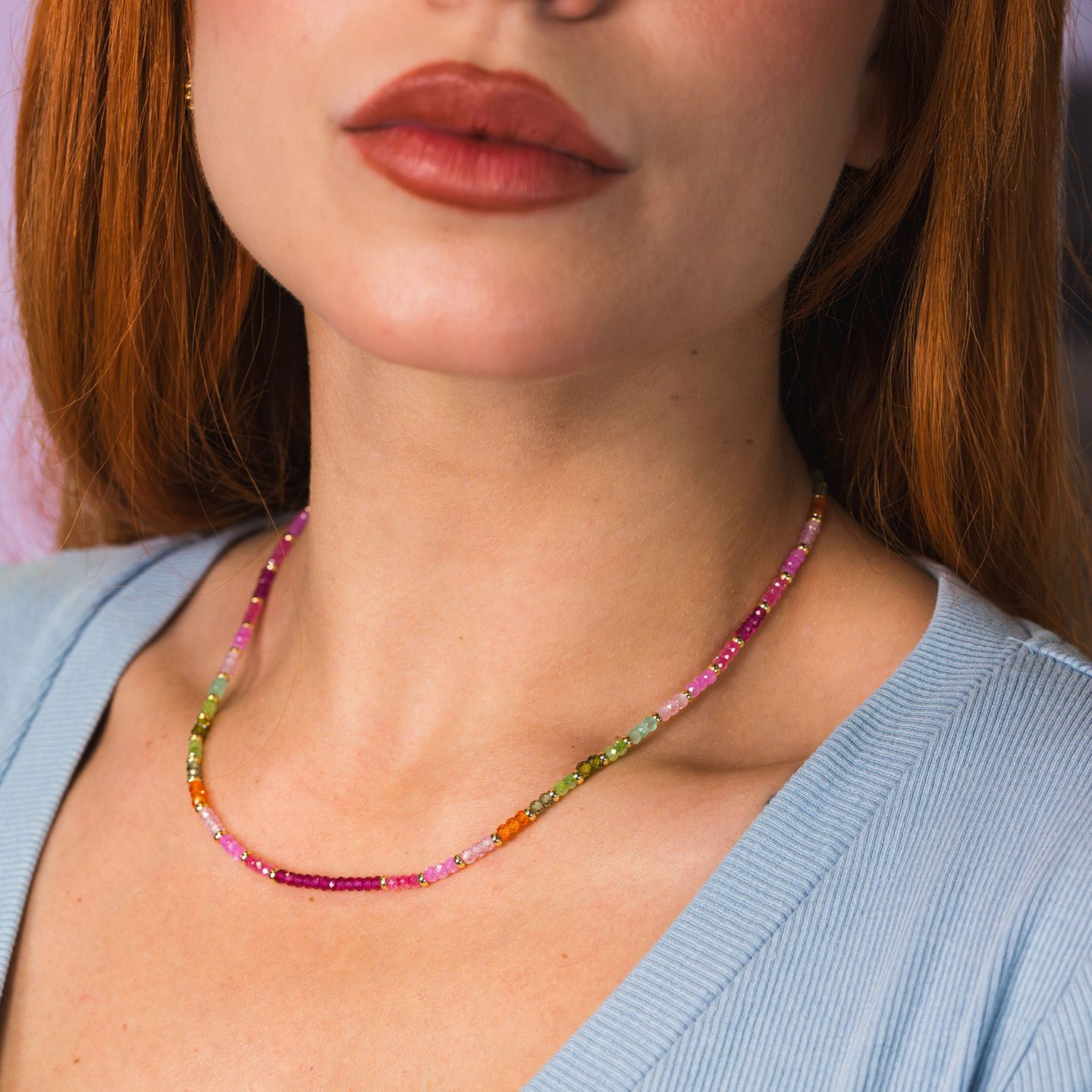 Collana Donna Boccadamo con Boules Multicolor sui Toni del Rosa e Boules Placcate Oro Giallo