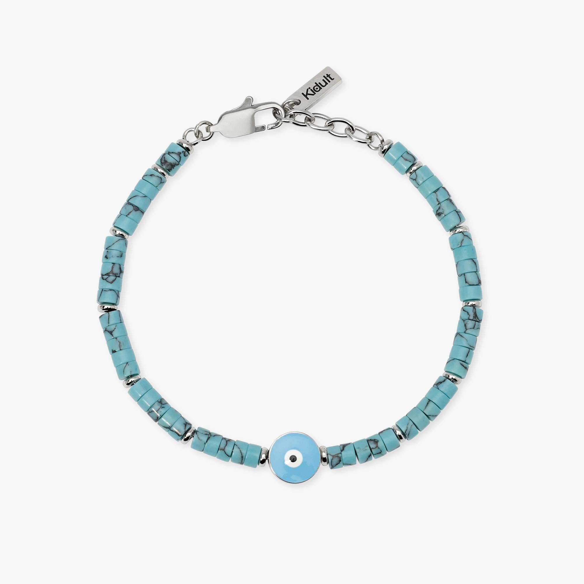 Bracciale Uomo Kidult in Turchese Sintetica con Simbolo Occhio Centrale