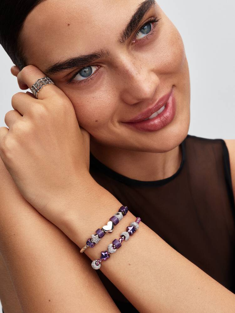 Mini Charm Pandora Vetro di Murano Viola in Argento Sterling 925 