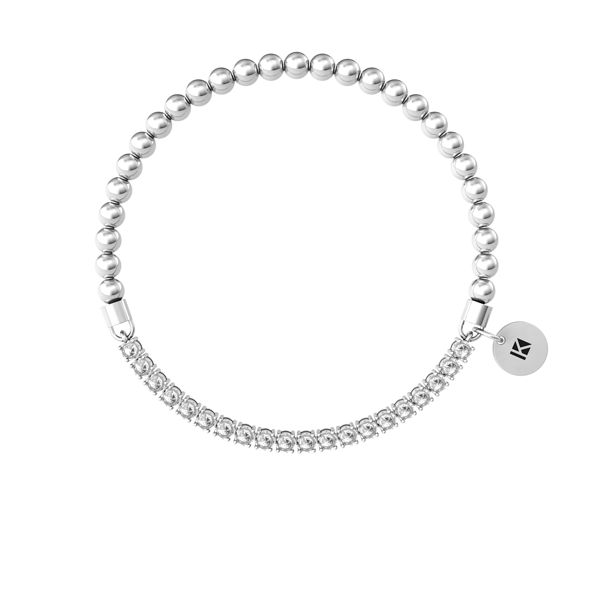 Bracciale Kidult Zirconi Tennis e Sfere in Acciaio Argentato