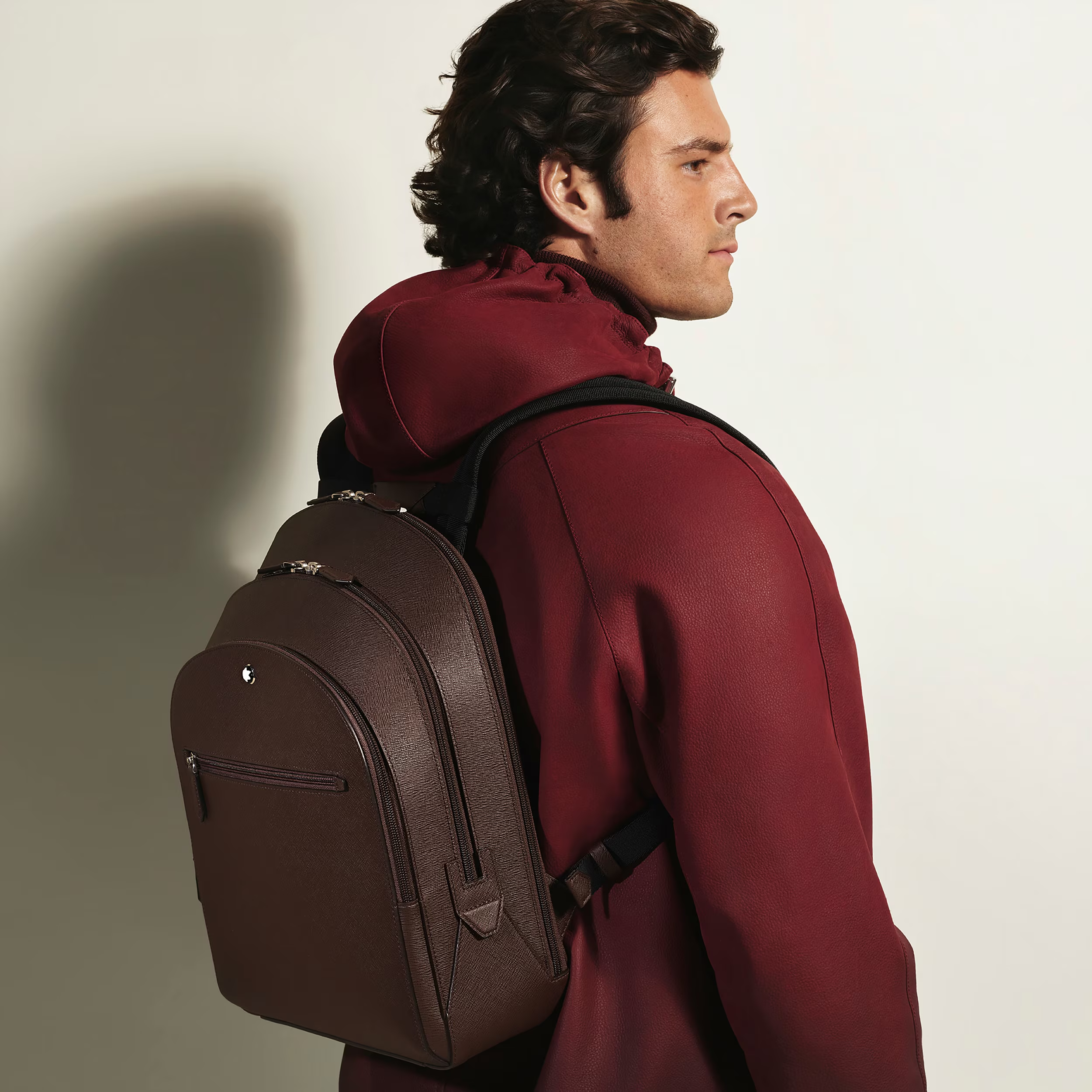Zaino Modello Medio Montblanc con 3 Compartimenti in Pelle Sartorial Marrone
