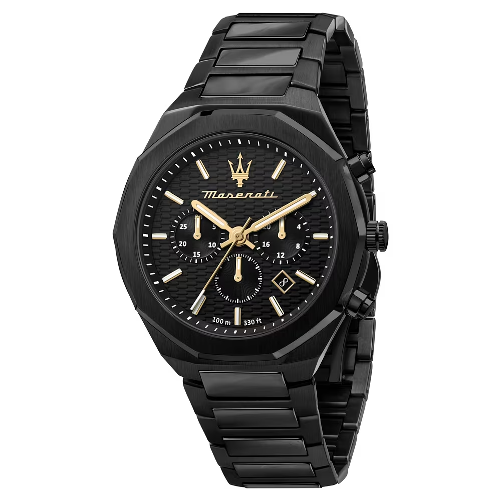 Orologio Uomo Maserati Stile al Quarzo con Quadrante Nero 45 mm 