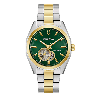 Orologio Uomo Bulova Surveyor Automatico con Quadrante Verde 39 mm Cinturino Acciaio/Oro