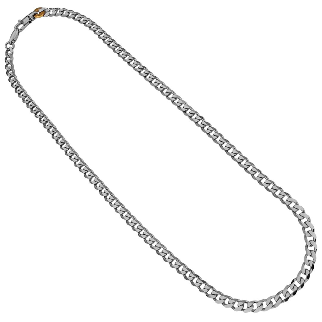Collana Uomo Boccadamo Maglia Grumetta Diamantata con Dettaglio Color Oro Giallo