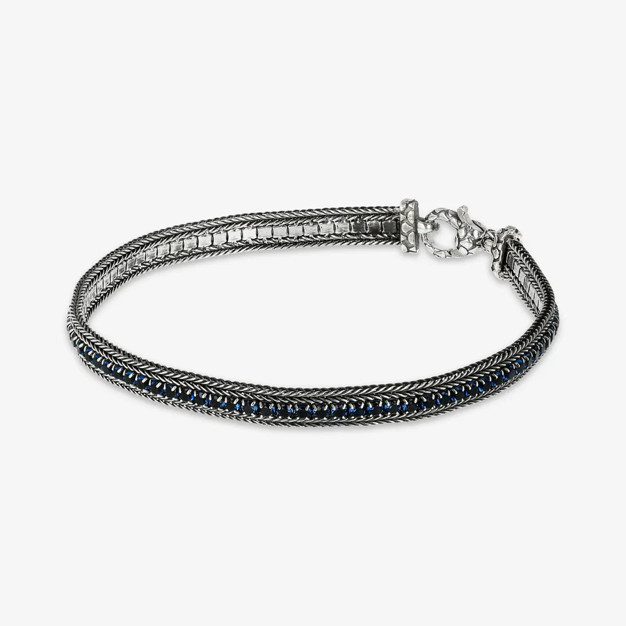 Bracciale Uomo Albert M con Catena Spiga e Pietra Naturale o Cubic Zirconia in Argento 925