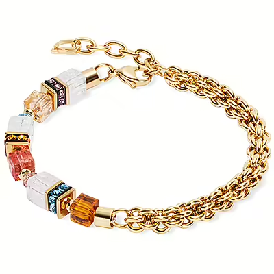 Bracciale Donna Coeur De Lion Geocube & Pearls con Cristalli e Catena 