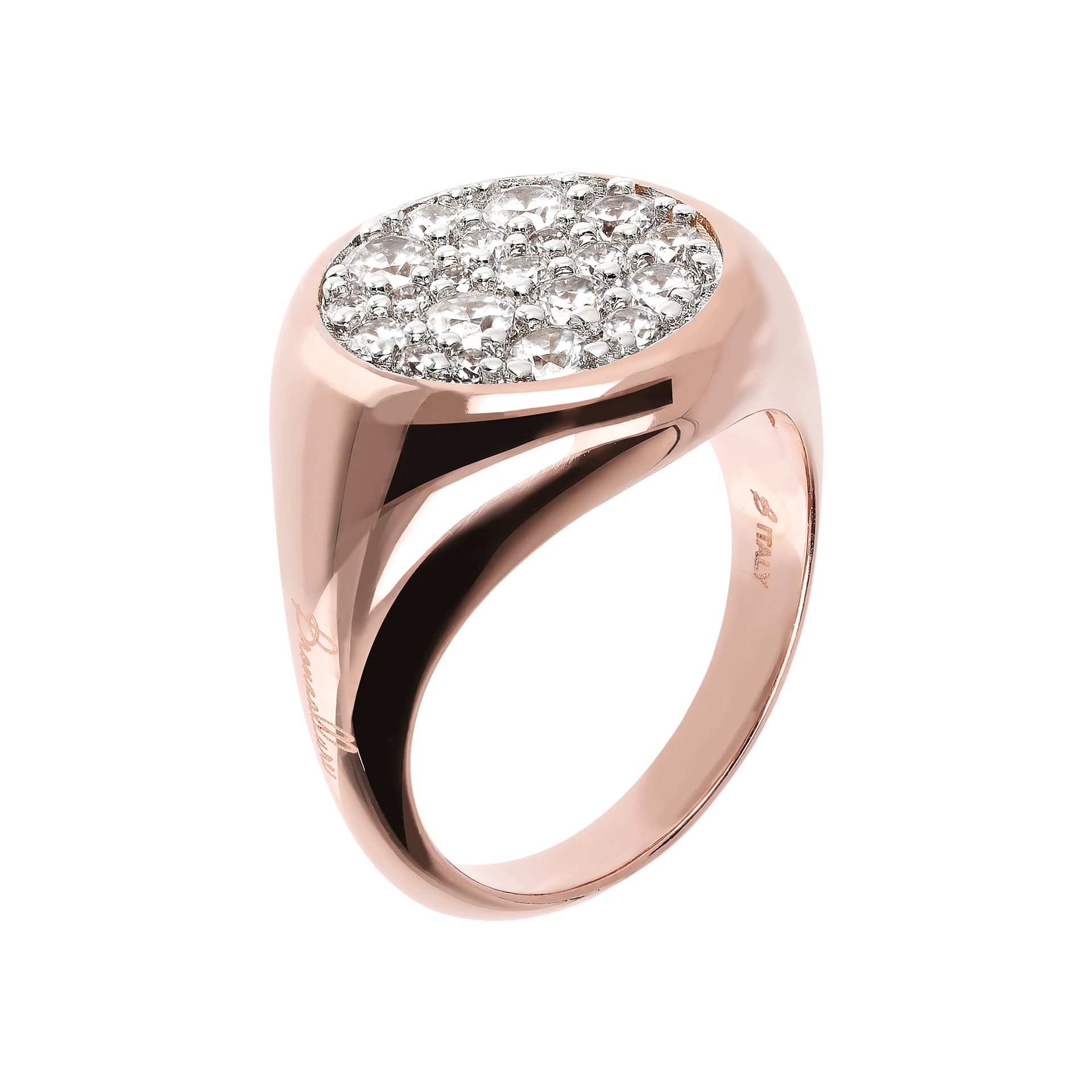 Anello Donna Bronzallure Chevalier Piccolo con Pavè Tondo in Cubic Zirconia Bianchi Misura 8