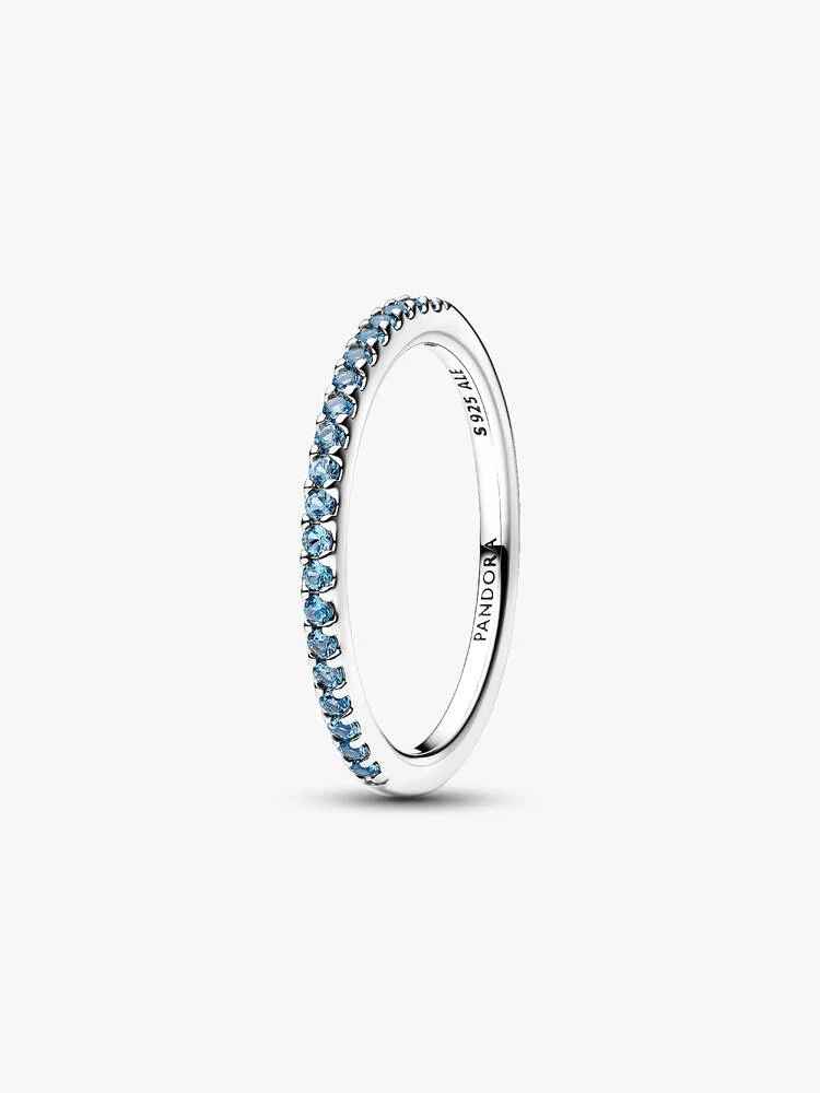 Anello Pandora Pavè Fascia Sottile Azzurro