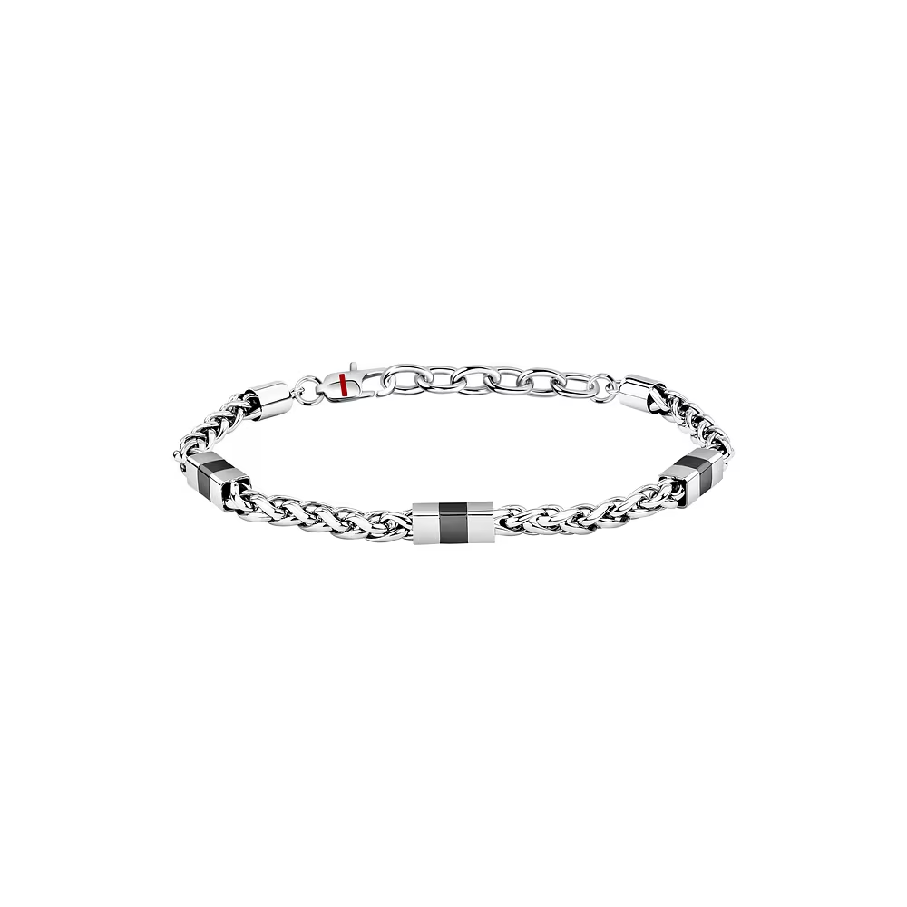 Bracciale Uomo Sector a Catena con Dettagli Neri in Acciaio