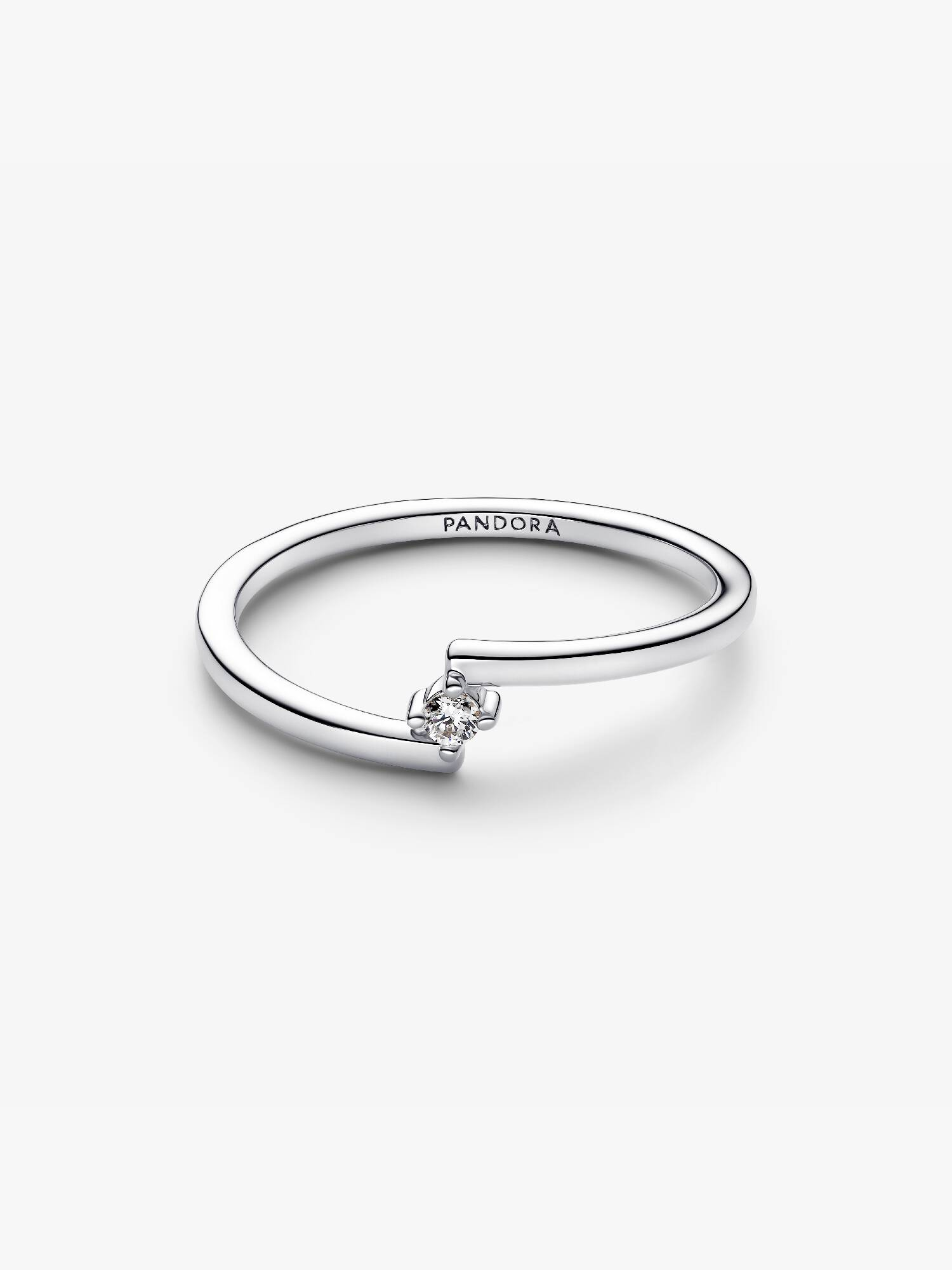 Anello Pandora Solitario Fascia Asimmetrica in Argento Sterling 925 Misura 50