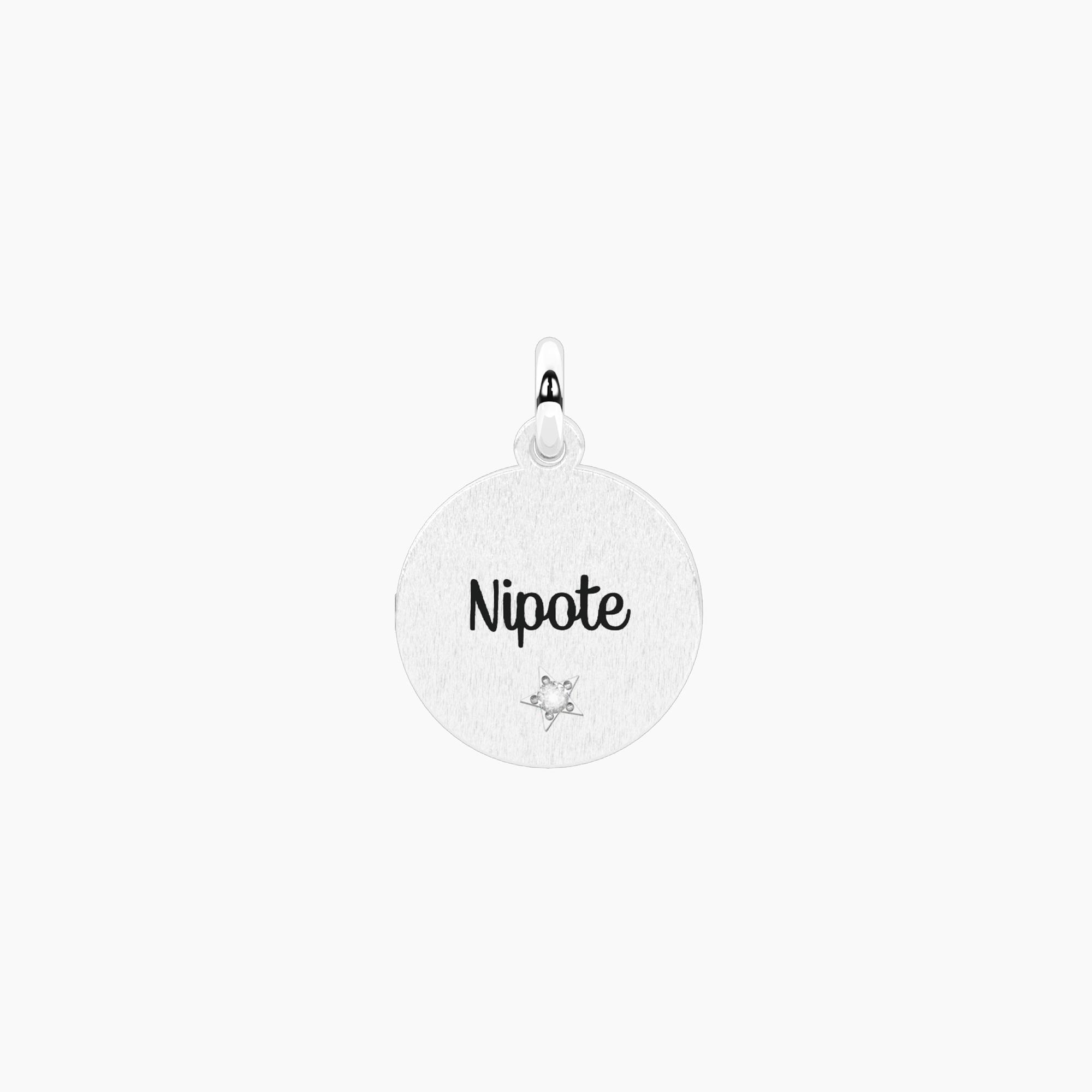 Ciondolo Tondo Donna Kidult Family con Scritta per Nipote