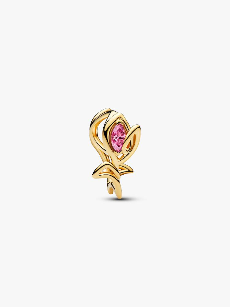 Charm Openwork Pandora Tulipano Rosa  Placcatura Oro 14 kt