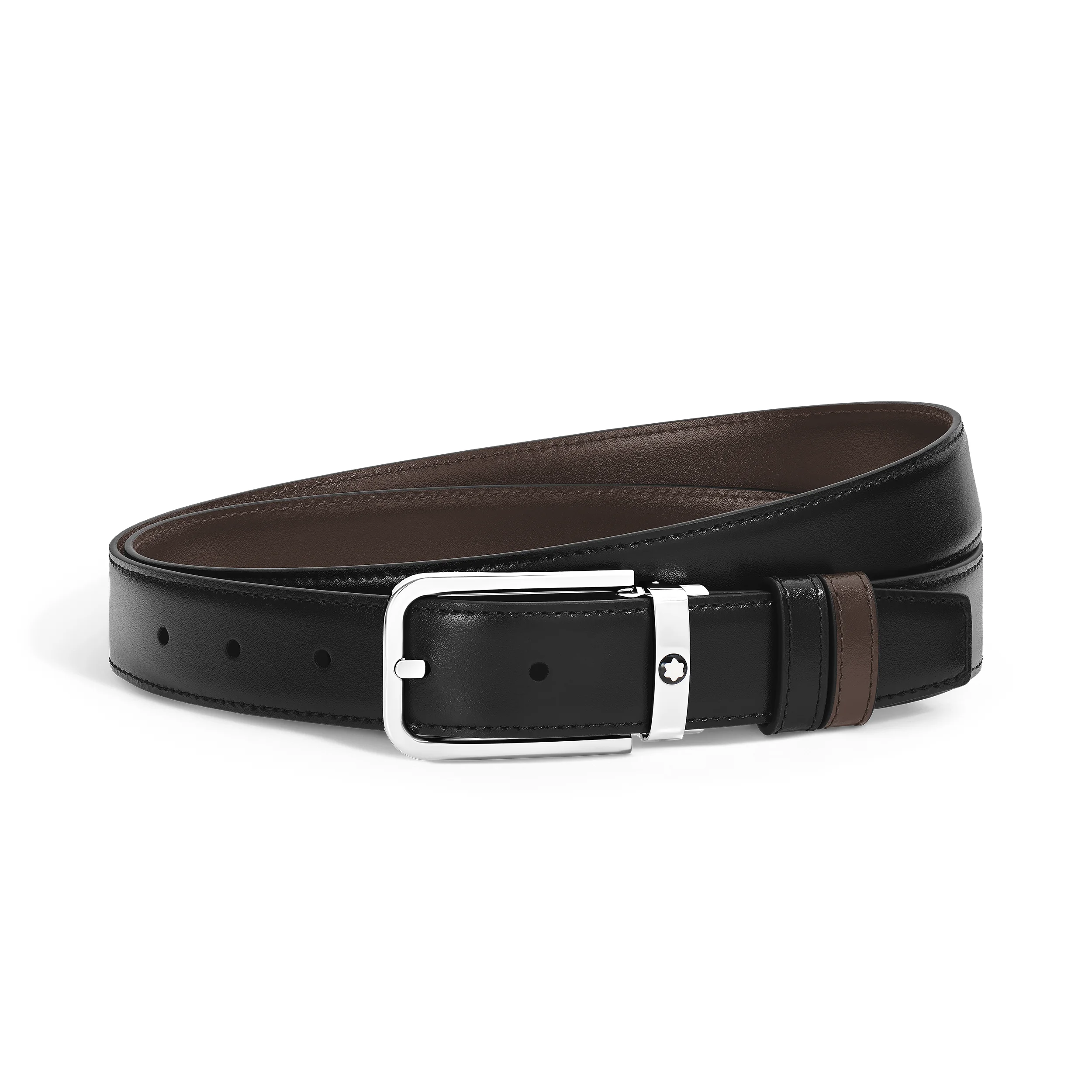 Cintura Reversibile Montblanc 30 mm in Pelle Meisterstück Nera/Ebanocon Fibbia Rettangolare