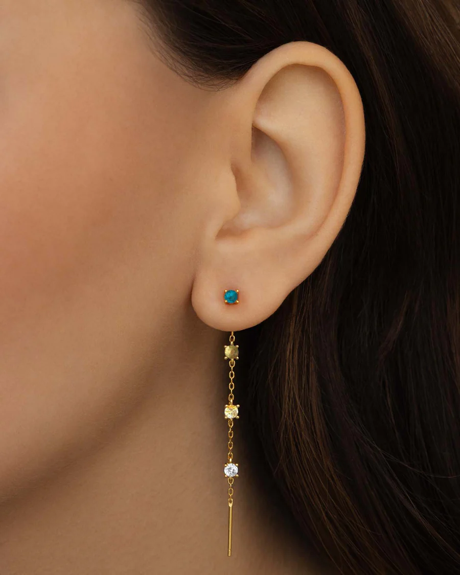 Orecchino Donna Amabile Charmi Luce con Zirconi Azzurri e Chiusura Intercambiabile