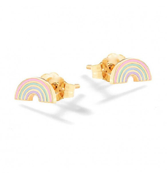 Orecchini Bimbo Nanan in Argento Dorato a Lobo a Forma di Arcobaleno 