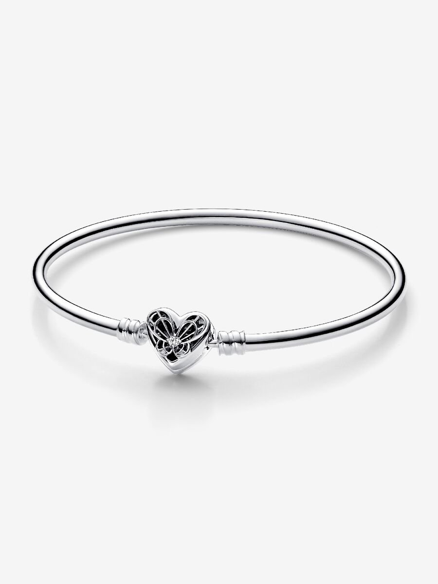 Bracciale Rigido Pandora con Chiusura a Cuore e Farfalla