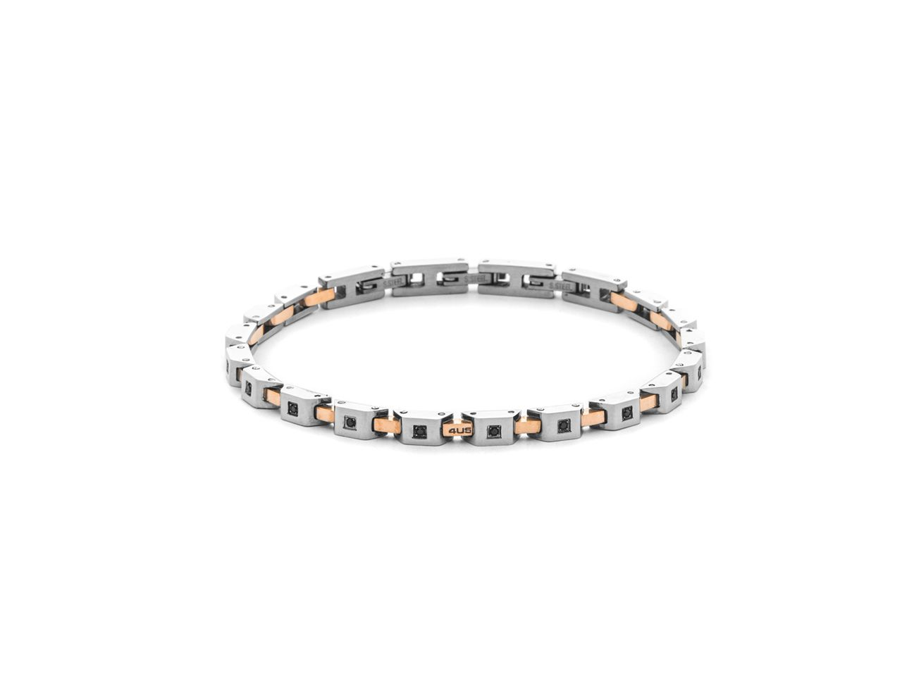 Bracciale Uomo Paciotti in Acciaio Bicolore e Zirconi Marroni 