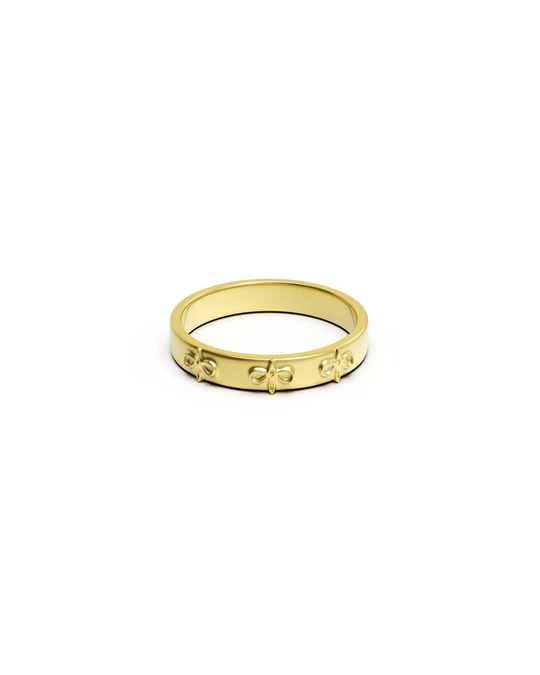 Anello Donna Amabile Fedina Dorata con Tre Loghi 