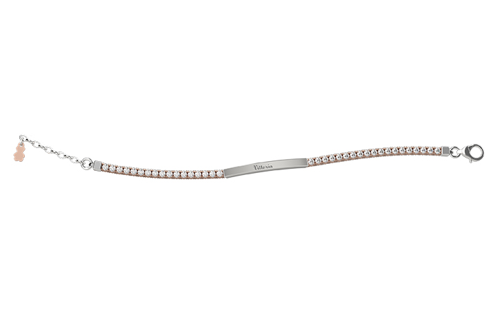 Bracciale Bimbo Nanan Tennis in Argento Dorato con Targa e Zirconi Bianchi  