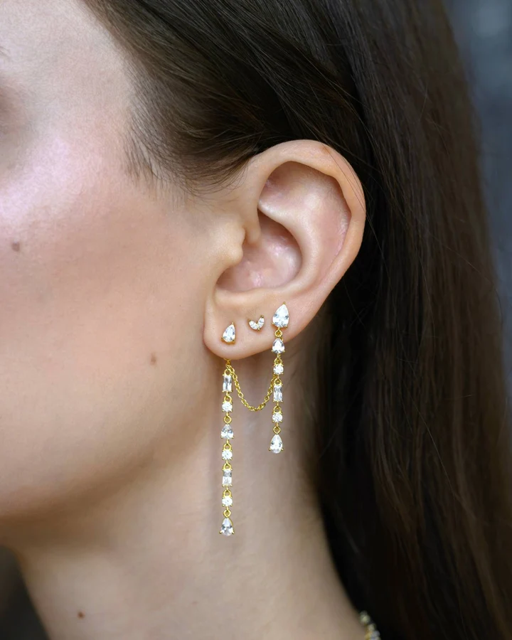 Orecchino Amabile Bond Lumiere Pendente con Doppia Catenella