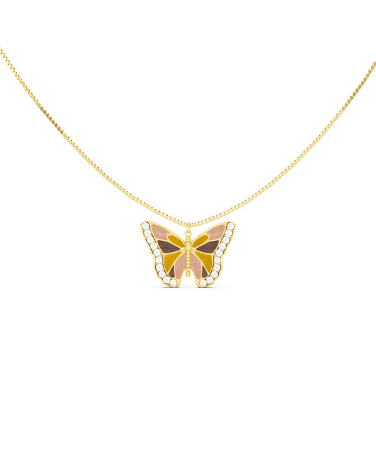 Collana Donna Amabile Dorata con Farfalla Pendente 