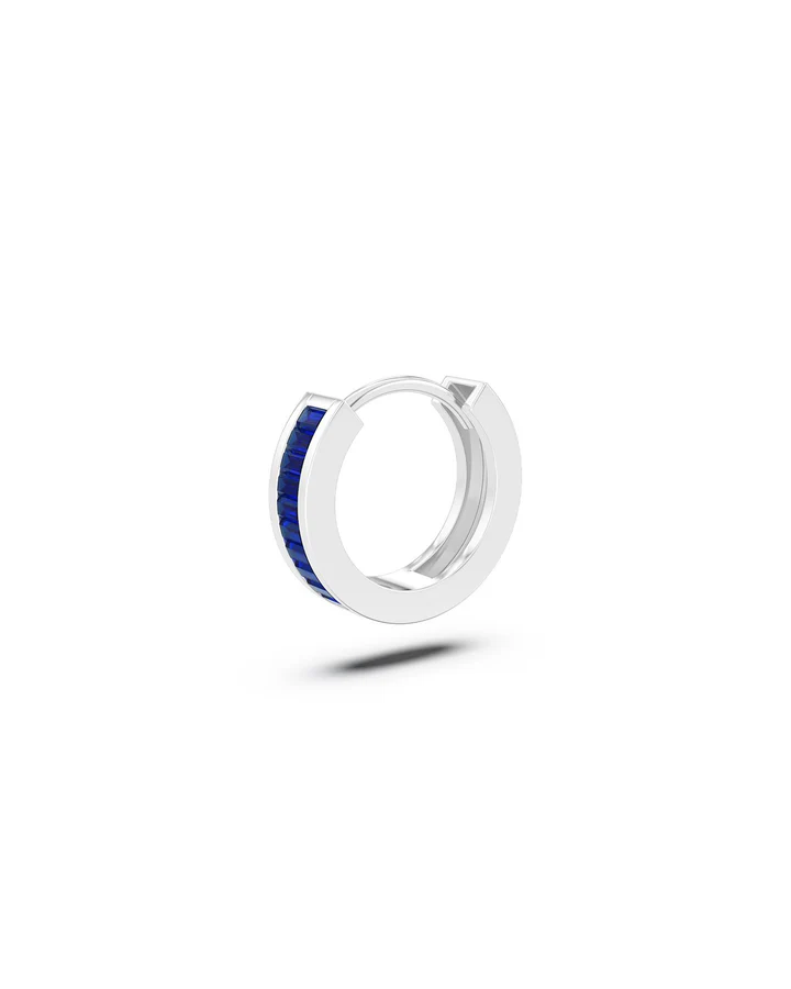 Orecchino Donna Amabile Hoop Zirconia a Cerchio con Pietre di Zirconia Blu Incastonate