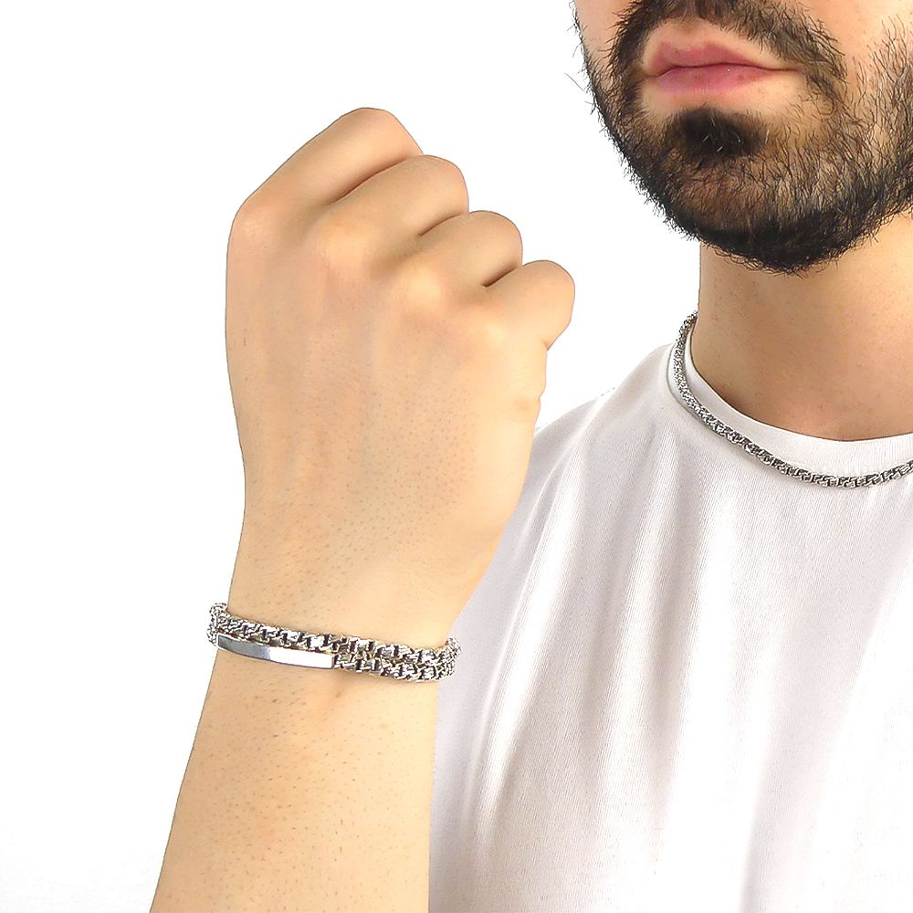 Bracciale Uomo Boccadamo Maglia Veneziana Diamantata Grande