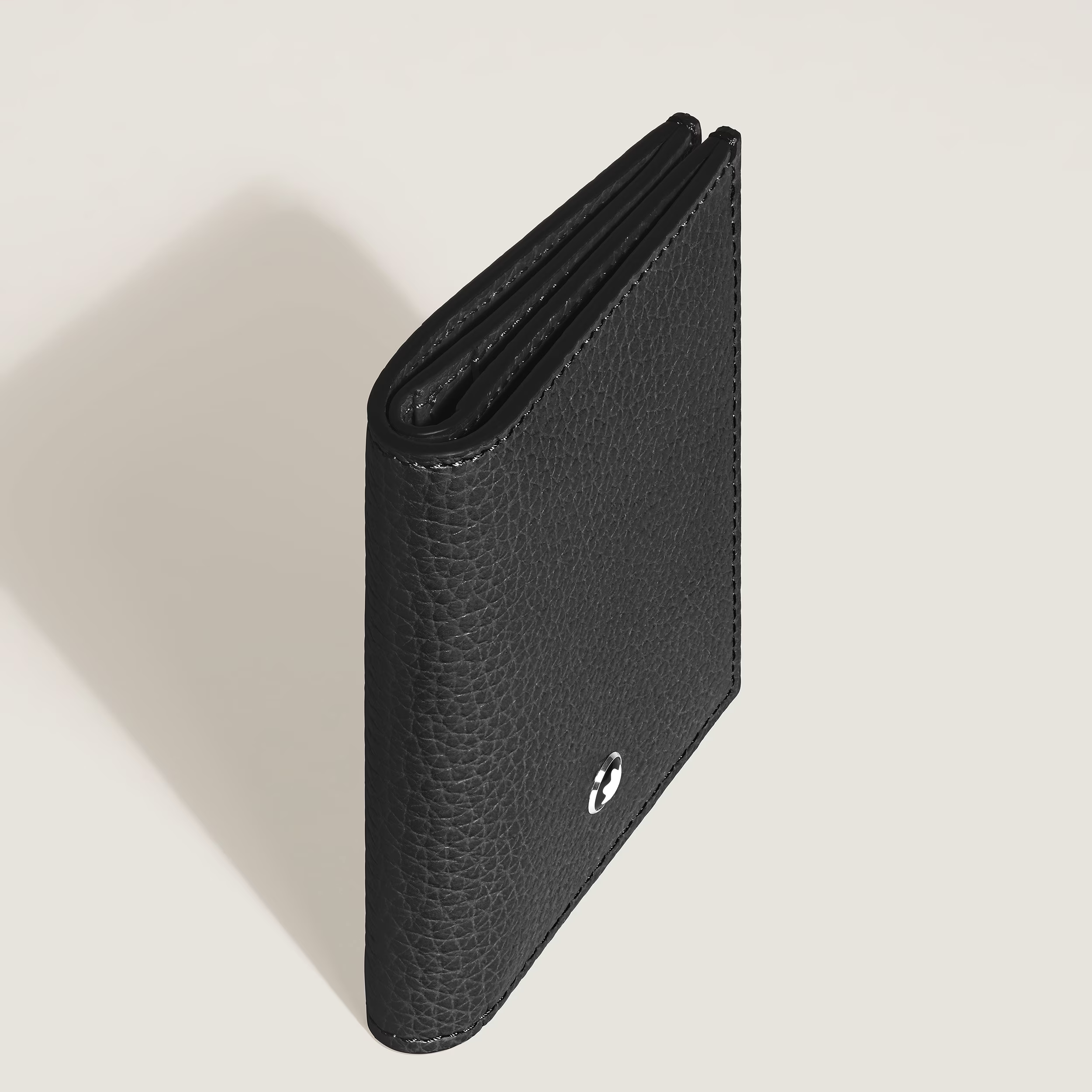 Portafoglio Montblanc Mini 4 Tasche in Pelle Nera con Grana 