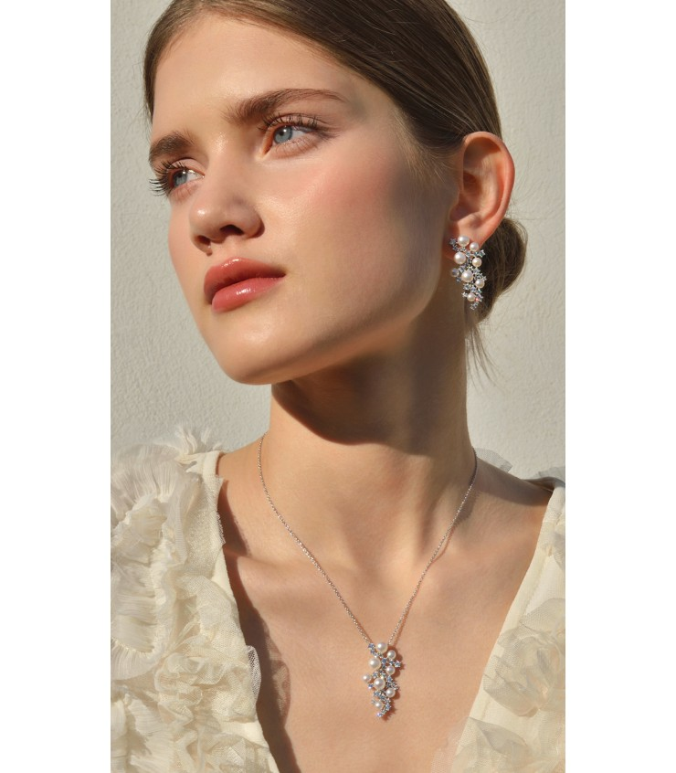 Orecchini Donna Salvatore Plata Lobo con Perle e Zirconi in Argento
