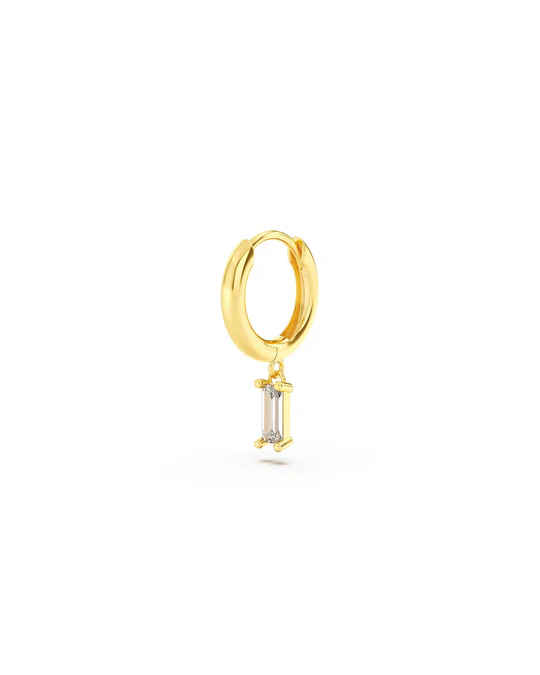 Orecchino Donna Amabile Hoop Baguette a Cerchio con Ciondolo Baguette 