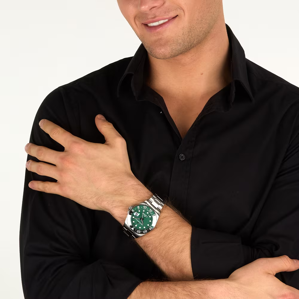 Orologio Uomo Philip Watch Caribe Diving Automatico con Quadrante Verde 42 mm Bracciale Acciaio