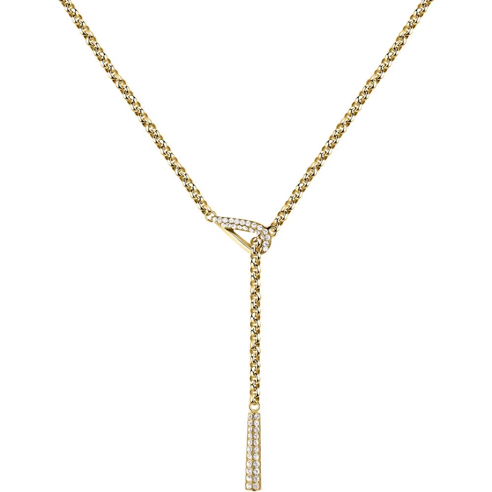 Collana Donna Morellato Design in Acciaio Dorato con Zirconi Bianchi 
