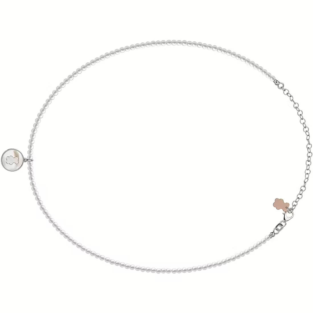 Collana Nanan in Argento con Perle e Orsetto Bianco