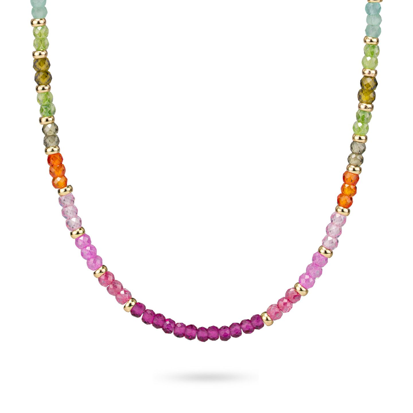 Collana Donna Boccadamo con Boules Multicolor sui Toni del Rosa e Boules Placcate Oro Giallo
