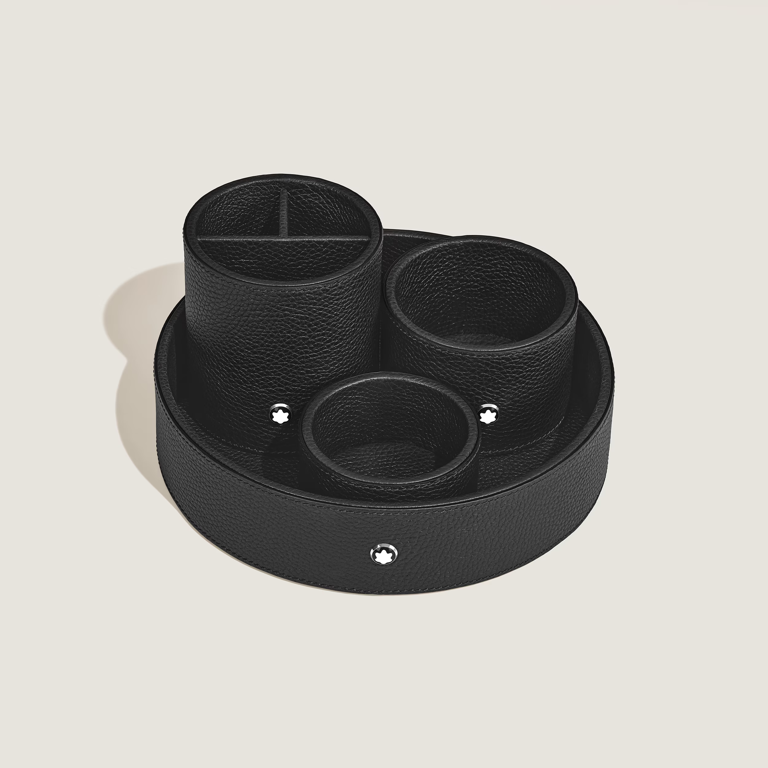 Vaschetta Montblanc Rotonda Grande in Pelle Nera con Grana 