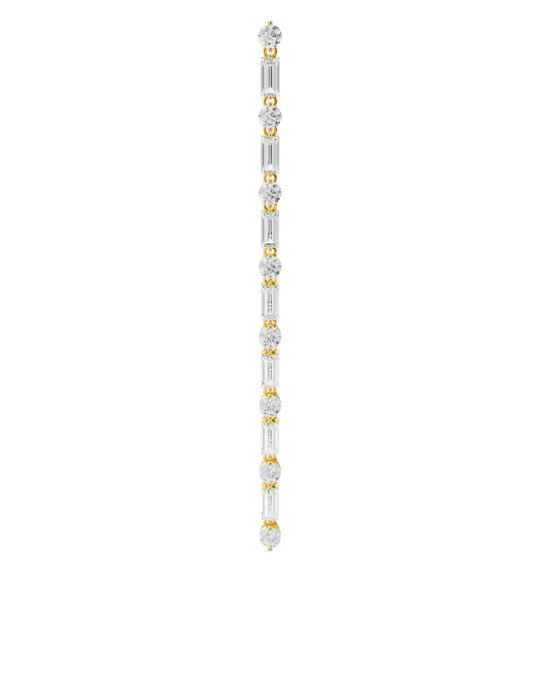 Orecchino Donna Amabile Imperial Pendente Dorato con Pietre Taglio Baguette 