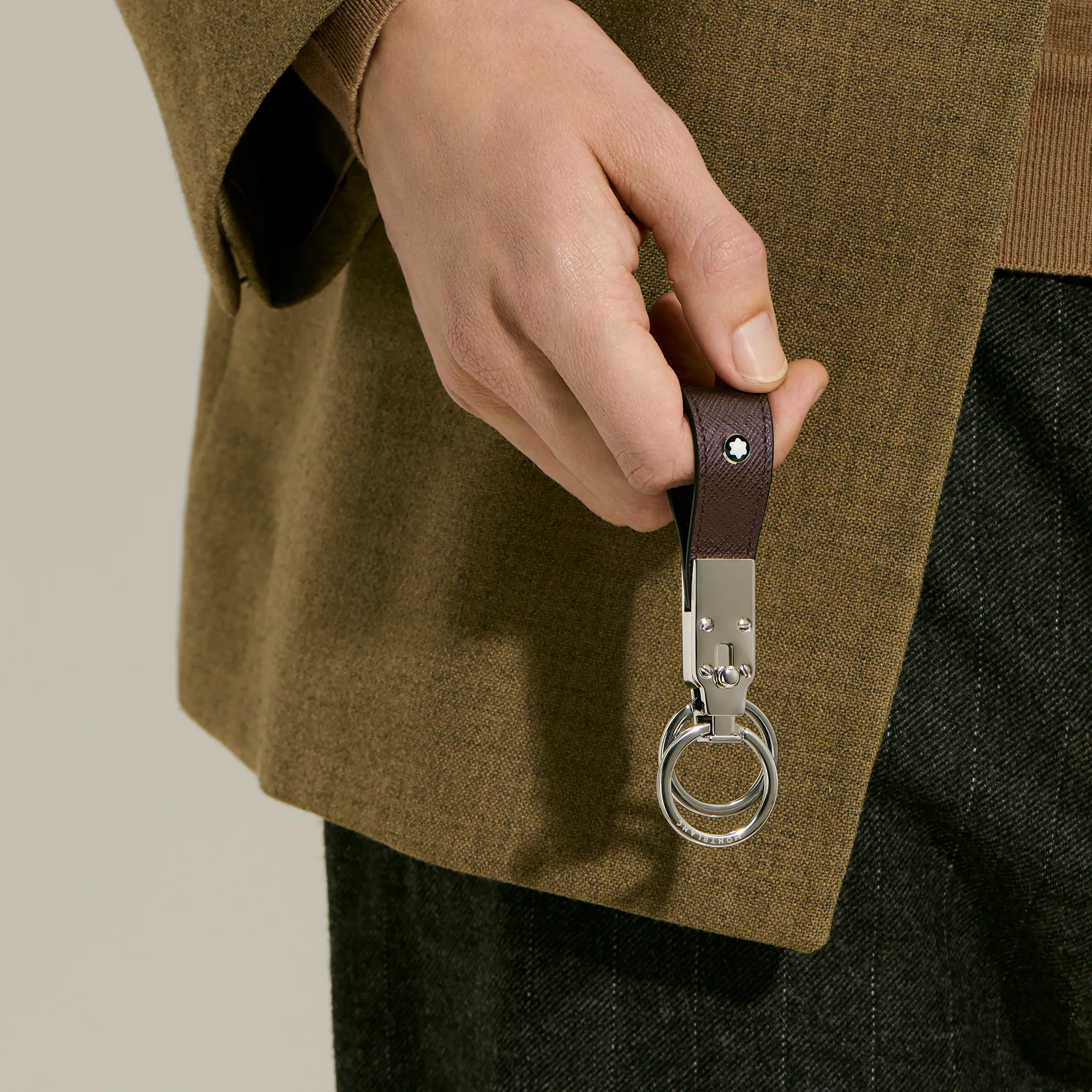 Portachiavi Montblanc in Pelle Sartorial Ebano