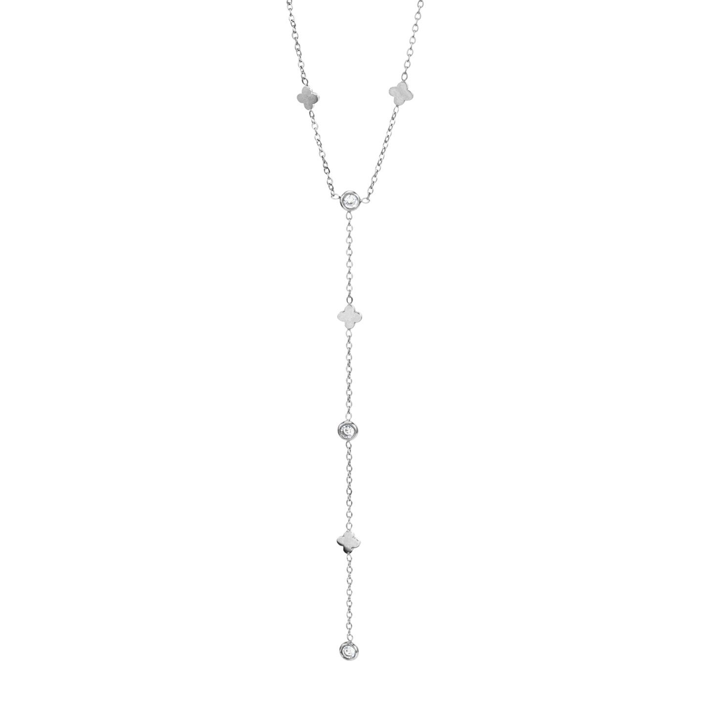 Collana Donna Boccadamo in Acciaio con Pendente di Fiori e Cristalli