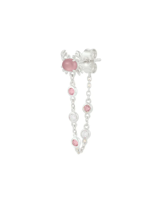 Orecchino Donna Amabile Bond Crabby con Zirconi Rosa e Bianchi 