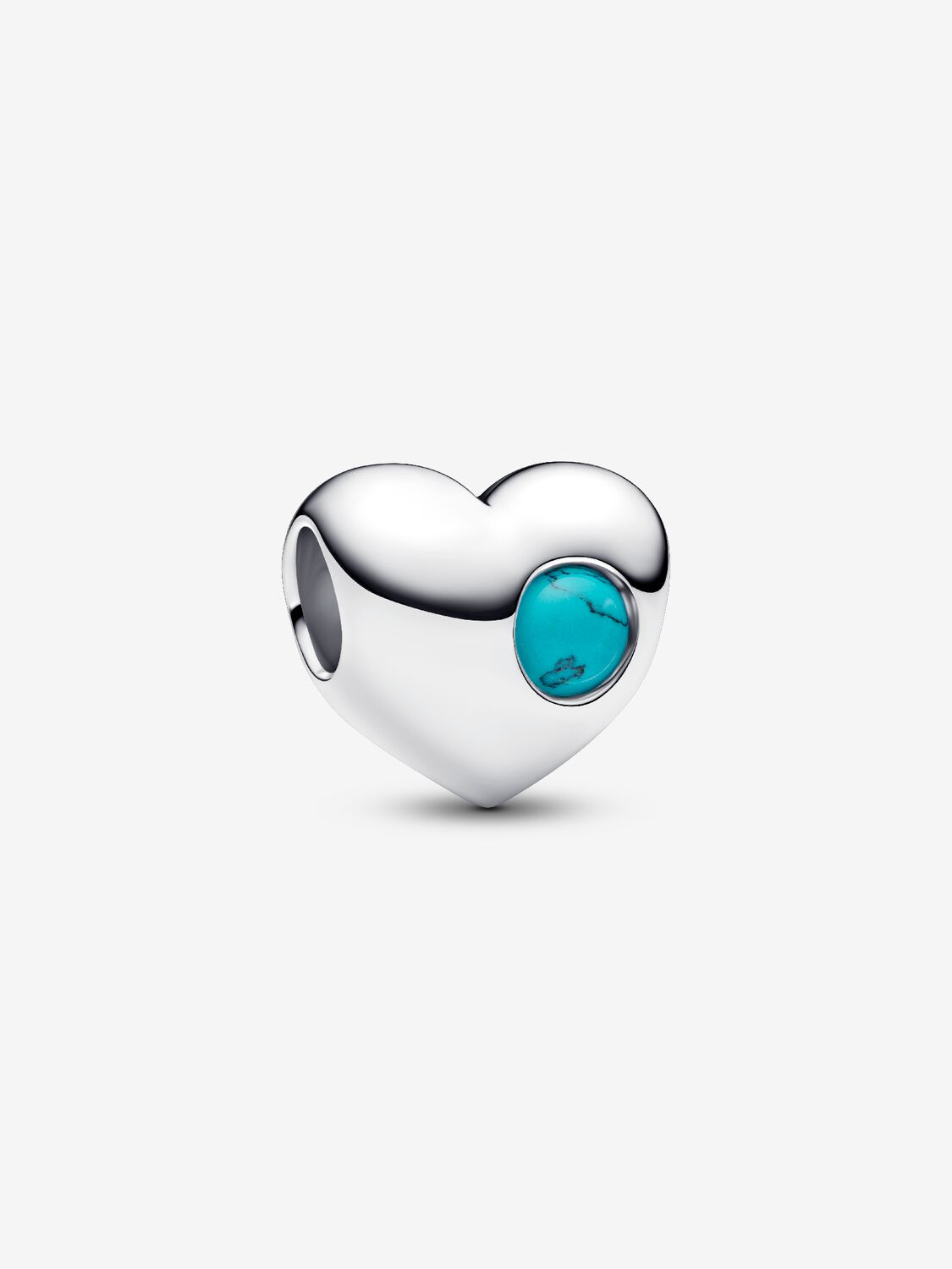 Charm Pandora Cuore con Pietra Turchese Dicembre da Incidere
