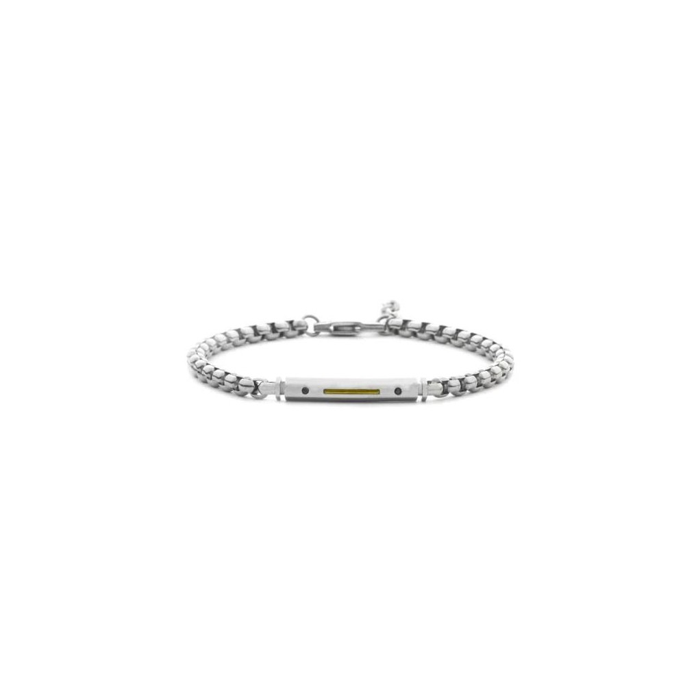 Bracciale Uomo Paciotti in Acciaio con Targhetta e Inserto Oro 