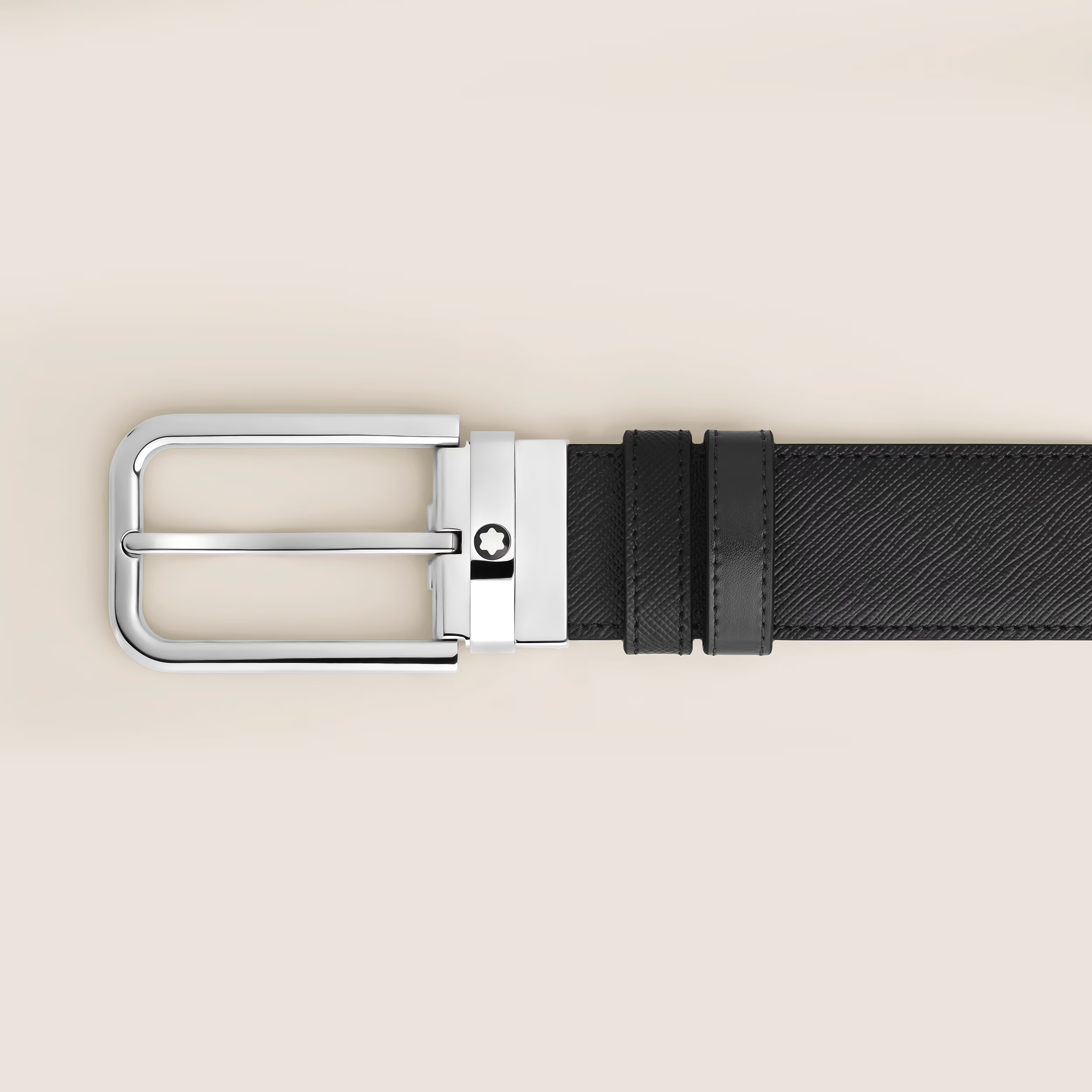 Cintura Reversibile Montblanc 35 mm in Pelle Sartorial Nera con Fibbia Rettangolare