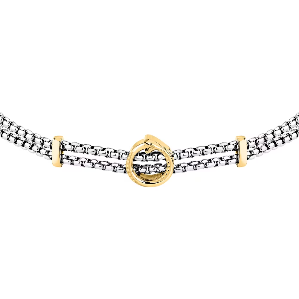 Bracciale Uomo Sector Basic Doppio Filo con Dettaglio Serpente in Oro 